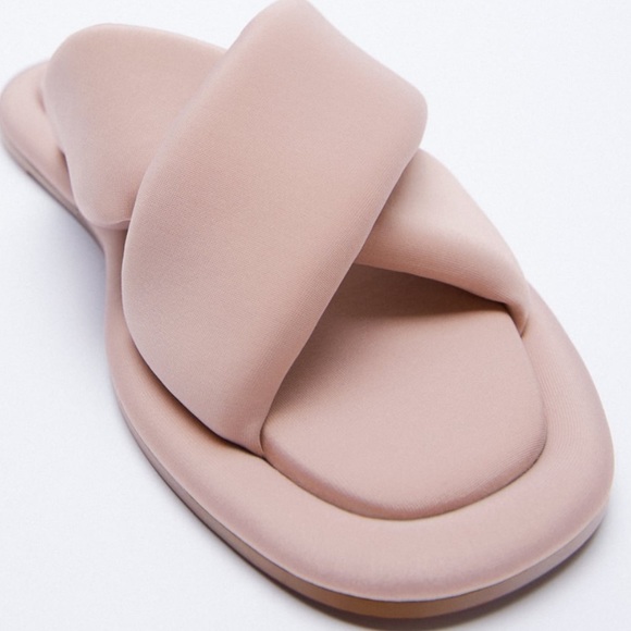 Quilted crossed Mauve Zara sandals